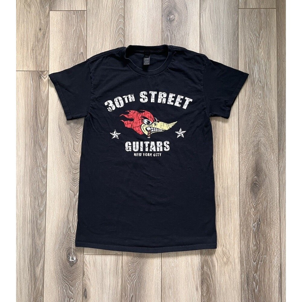30th Street Guitars New York City NYC Black Cotton Short Sleeve Tee Mens Sz S